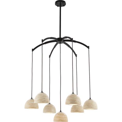 Suspension architecte en travertin beige noir mat - beige et noir mat (1/4)