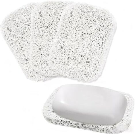 ALLIANDIS4pcs Porte-Savon, Antidérapants et Durables économiseur de Savon avec Forme de Bobine de Drainage Automatique de vidage, Douche, Salle de Bain, Cuisine, Voyage(Blanc) (1/4)