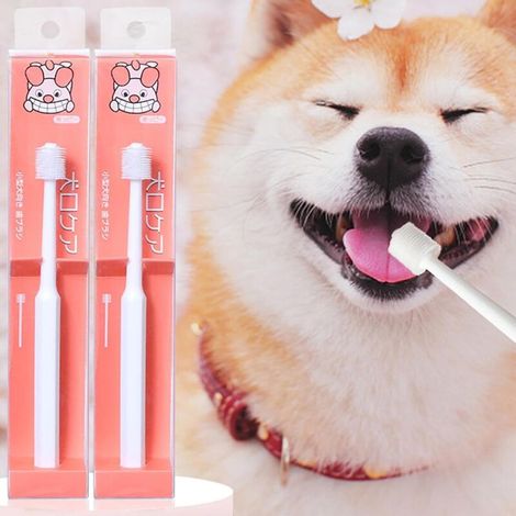 Lot de 2 brosses à dents pour chien – Brosse à dents souple pour soins bucco-dentaires – Accessoires de nettoyage des dents rondes pour grands et petits chiens, chats et autres animaux de compag (1/5)