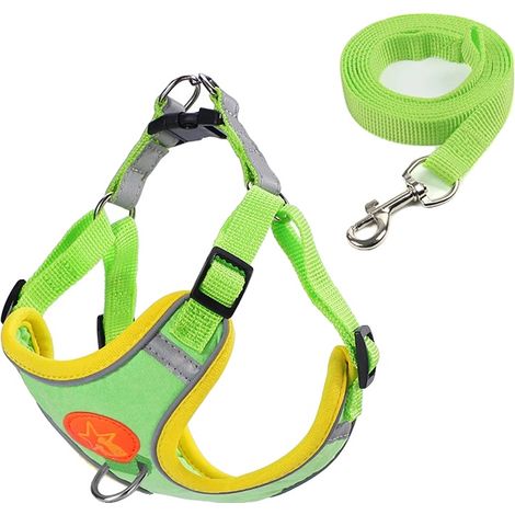 Arnés ajustable para perros con elementos reflectantes de seguridad, color verde-B, talla mediana (3,5-6,5 kg) (1/2)