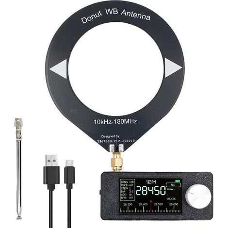 Mini Radio Si4732, 0,5-108 Mhz Mini Radio Si4732 de Poche, Commande Esp 32-S3, avec Batterie 800 Mah, Ecran Ips 1,9 Pouces et Antenne Télescopique Portable, pour Transmission AM, FM, LSB et USB