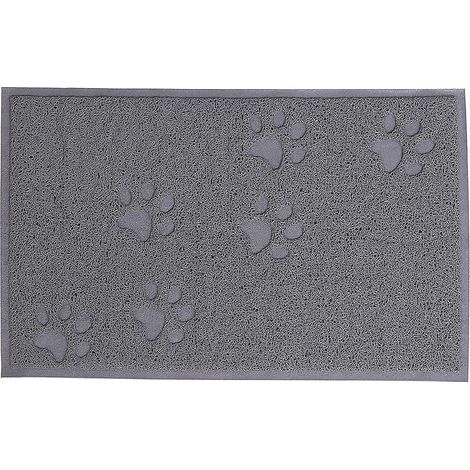 lionto Tapis de litière PVC robuste, PVC 30x40 cm, tapis de toilette de chat facile à nettoyer, tapis pour litière de chat garde l'appartement propre, doux pour les pattes de chats, antidérapant, gris (1/5)