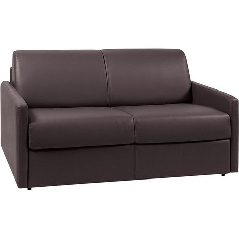 Divano letto 2 posti express in similpelle marrone con seduta memory foam - Letto 120 cm - Materasso 14 cm - CALIFE