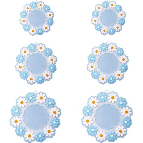 Lot de 6 dessous de plat, sous-verres et tapis isolants en silicone anti-brûlure et haute température, combinaison : mixstyle2 (1/5)