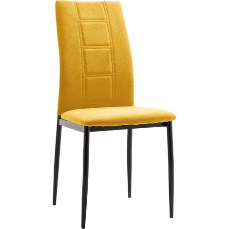 Home Heavenly® - Silla ELENA de estilo moderno con asiento y respaldo rellenos de espuma, 99x44x47 cm. Color: Mostaza (1/5)