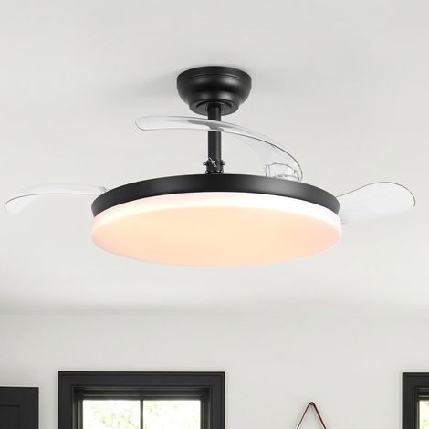 Parrot Uncle Deckenventilator mit Licht 106 cm, ausziehbare Flügel, leiser DC-Motor 36 W, 6 Geschwindigkeiten, Sommer-/Winterfunktion, Fernbedienung & Timer, modernes Design, Schwarz