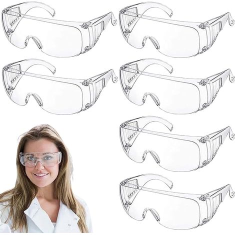 6 Pièces Lunette De Protection Travail, Lunette Protection Bricolage Lunettes De Sécurité Pour Un Usage Quotidien, Bricolage, Laboratoire Les Lieux De Travail Construction (1/2)