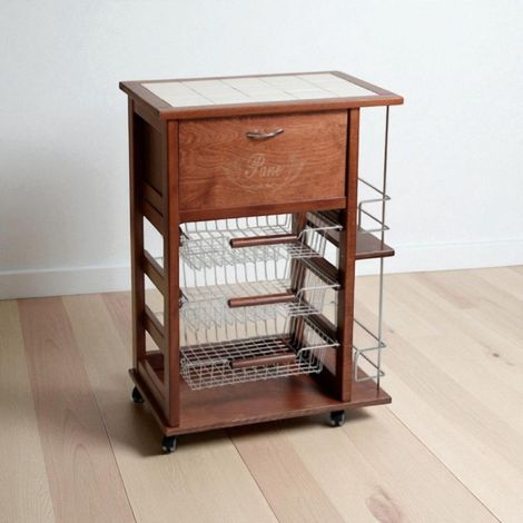Carrello portafrutta portapane e bottigliera NOCE (1/3)