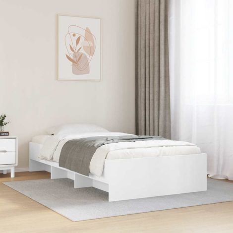 Cadre de lit 90 x 200 cm avec sommier à lattes et rangements blanc en bois d’ingénierie - PANGIVO (1/5)