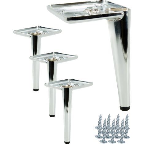 Juego de 4 patas para mueble, cromo plata, altura 15 cm (1/5)