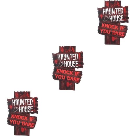 3pièces Panneau Publicitaire Halloween Signalisation De Jardin Et Décoration De Fête Accessoire Effrayant Pour Soirées Thématiques (1/5)