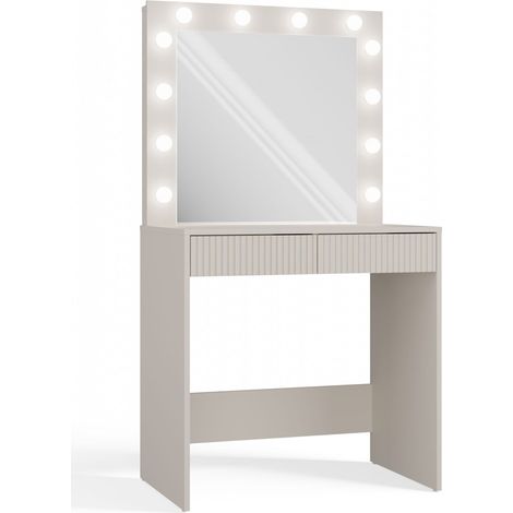 MARINA - Toilette a 6 cassetti con specchio e illuminazione a LED - Bianco (1/3)