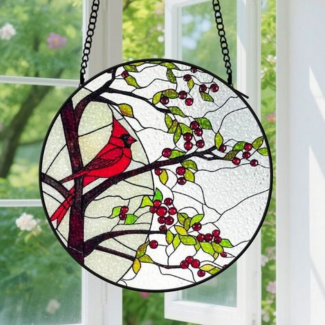 12.5cm Suspension en Vitrail Coloré, Attrape-Soleil Unique Élégant Artistique pour Intérieur, Cadeau Fête des Mères, Anniversaire (1/5)
