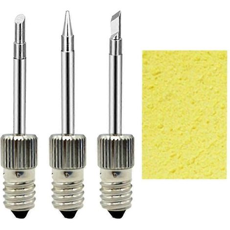 Set aus 3 Lötspitzen mit Gewinde und Reinigungsschwamm für E10-Sockel. (1/5)