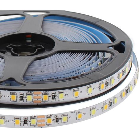 Tira LED Blanco Dual SMD2835, DC24V, 5m (120 Led/m), 80W, IP20, Blanco dual (1/4)