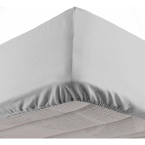 Paris Prix – Drap housse microfibre 140x190cm – Bonnet 30cm – 100% polyester ultradoux – Certification Oeko-Tex Standard 100 – Gris clair