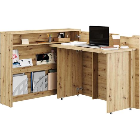 Lenart Schreibtisch verschließbar Off. Concept cm115x27-136x93H rechts Eiche