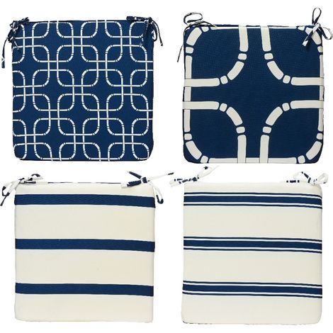 CUSCINO LINE SEDIE 45X45CM BIANCO / BLU ESTERNO.
