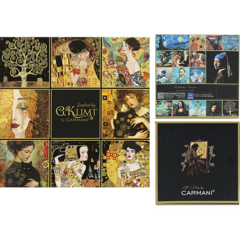 Carmani, posavasos de cristal aprox. 11,5 x 11,5 cm - Gustav Klimt/collage (1/5)