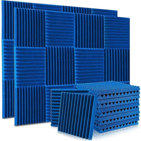 Lot de 24 panneaux en mousse acoustique 1 x 12 x 12 pouces, panneaux muraux insonorisés avec isolation phonique, panneaux acoustiques en forme de coin pour studios et maisons. (1/4)