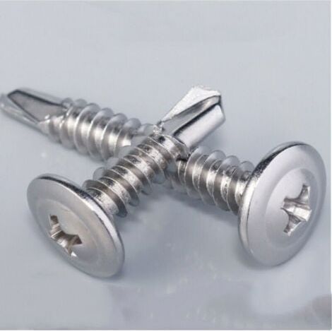 C44741 - Lot de 100 - Vis à tôle Autoperceuse - à Tête Large Bombée - diamètre 4.2x19mm - en Acier Zingué - à Empreinte PH/Cruciforme - Bricolage - Rénovation (1/5)