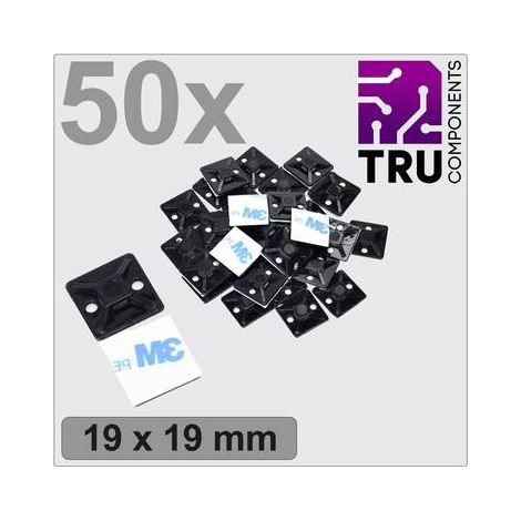 TRU COMPONENTS T24CA066 EMBASE DE FIXATION AUTOCOLLANT, VISSABLE TC-12888536 4 VOIES NOIR 50 PC(S)