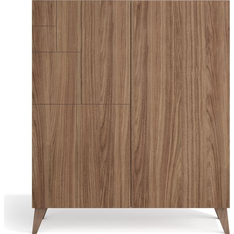 Herdasa, Zapatero en Melamina, modelo Malmo, 109x90x27, color nogal Velmore - puertas nogal velmore