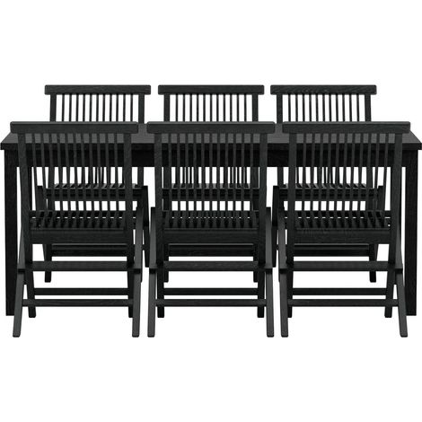 Kenya Gartenset Tisch 90x180 cm schwarz 6 Stühle schwarz. (1/4)