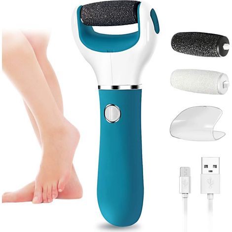 Râpe électrique pour callosités de pieds, lime électrique rechargeable pour pieds durs, kit de soin des pieds avec 2 têtes de rouleau (1/5)