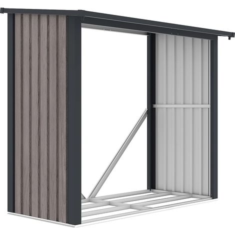 Casetta per legna in Acciaio galvanizzato effetto legno 1,98m3 2,5 steri L182xP89xH156cm - BIRWOOD (1/3)