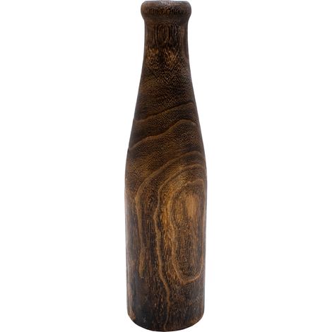 Holz Blumenvase XXL Flasche braun - 40 cm - Deko Vase für Kunstpflanzen - Tischdeko Fensterdeko für Pampasgras Trockenblumen