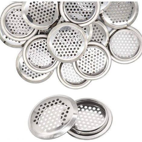 20 Stück 53 mm runde Lüftungsgitter aus Edelstahl, silberfarben, für Küche, Badezimmer, Kleiderschrank, Bücherregal, Schuhschrank (1/5)