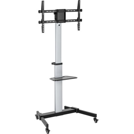 SOPORTE PANTALLA DE SUELO CON RUEDAS EQUIP CON ESTANTE COLOR PLATA PARA PANTALLAS DE 37-86 Max. VESA 600x400 Max. 50Kg
