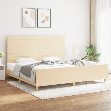 Bettgestell ohne Matratze Creme 200x200 cm Stoff (1/5)