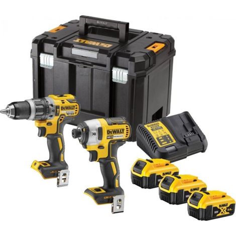 Dewalt – Ensemble combiné 18V DCK266P3T – 3 outils électroportatifs avec 3 batteries 5.0Ah – Moteur Brushless – Perceuse DCD796 et clé à chocs DCF887 (1/5)
