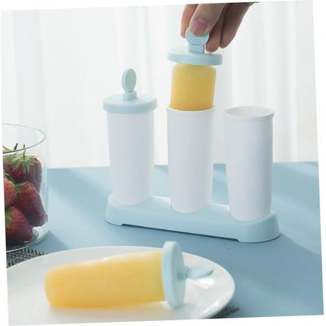 Set mit 2 blauen und weißen Eisformen aus Kunststoff zur Herstellung von hausgemachtem Eis am Stiel und anderen Leckereien (1/5)