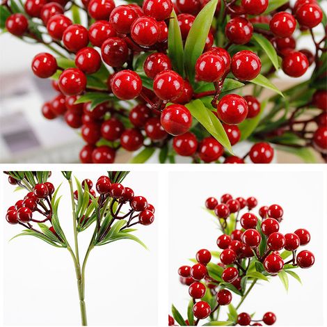 Weihnachtsbeerenzweige, 3 Gabeln, künstliche Schaumstoffbeeren, Dekoration für den Innenbereich (1/5)