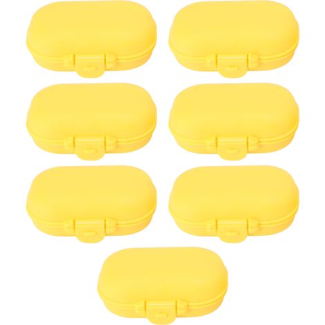 Lot portable détachable 7 compartiments jaune pour médicaments, mini boîte à pilules de voyage extérieur, 4 pièces, organiseur de sécurité (1/5)