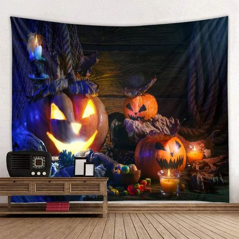 Tapisserie d'Halloween, tapisserie pour fête d'Halloween à faire soi-même, décorations d'Halloween utilisables dans un bar à domicile (1/2)