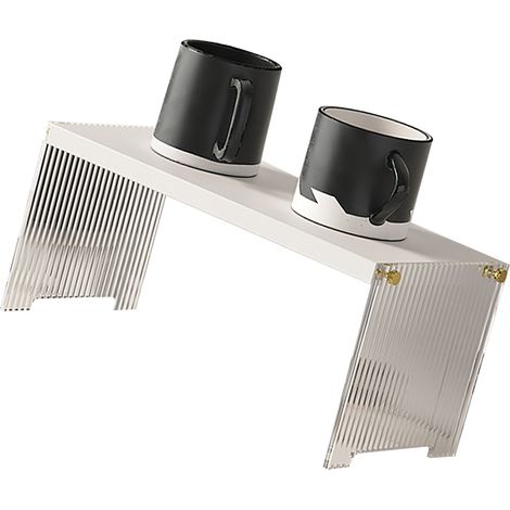 Étagère de rangement pour tasses à café, support stable, grande capacité, organisateur de comptoir pour salon et chambre, blanc, 1 niveau (1/5)