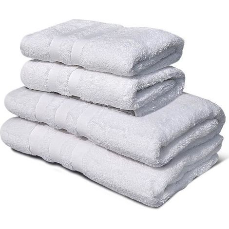 Set di 4 asciugamani in spugna LOVELY HOME in cotone bianco 500 g/m² 2 x 50x100 cm + 2 x 70x140 cm (1/5)