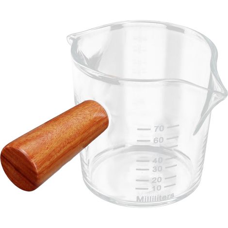 Milchmessbecher mit Doppelausguss und Holzgriff für Kaffee, Messbecher mit dickem Boden, Küche & Haushalt (1/5)