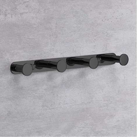 Crochets porte-serviettes muraux en acier inoxydable, adaptés aux salles de bains et aux cuisines (fixation murale, 4 crochets noirs) (1/5)