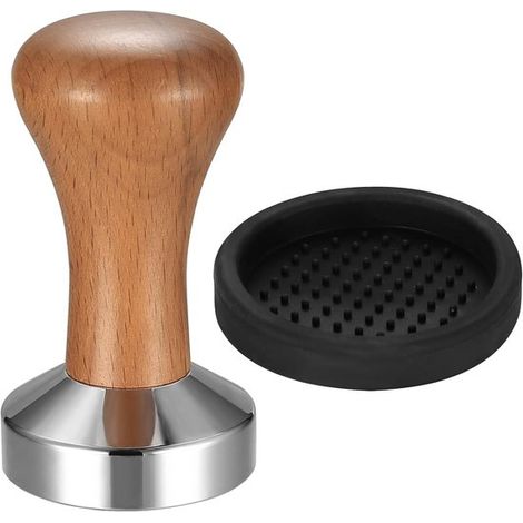 Prensador de café de 51 mm, prensador de café de acero inoxidable, juego de prensador estampado de 51 mm con mango de madera máquinas espresso (1/5)