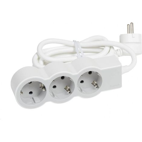 Multiprise plate 3 prises câble 3 mètres - Blanc/gris (694559) (1/3)