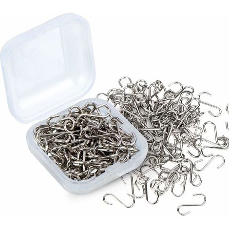 150 pezzi da 0,55 pollici Mini S Ganci Connettori Gancio a forma di S con scatola di immagazzinaggio per fai da te, appendere gioielli, portachiavi, etichette