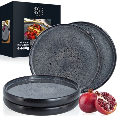 4 assiettes à dîner 26 cm – Lot d'assiettes en faïence – Ensemble de vaisselle de service (1/5)