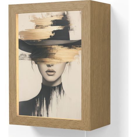 APLIQUE DE PARED Mujer - Sombrero - Pintura 15x20 cm (1/5)