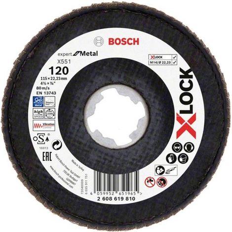 Bosch X-LOCK disco lamellare X551, Expert for Metal, grana: 120, diametro disco: 115 mm - 2608619810 (1/2)
