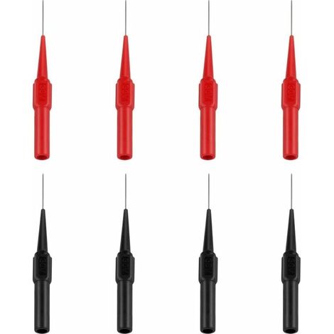 8PCS Sonde De Test, Cordons De Test Multimètre En Acier Inoxydable Sondes De Teste Câble Testeur Multifonction Pour Multimètres Laboratoires Électriciens(Rouge Et Noir)-LIAIKI (1/5)